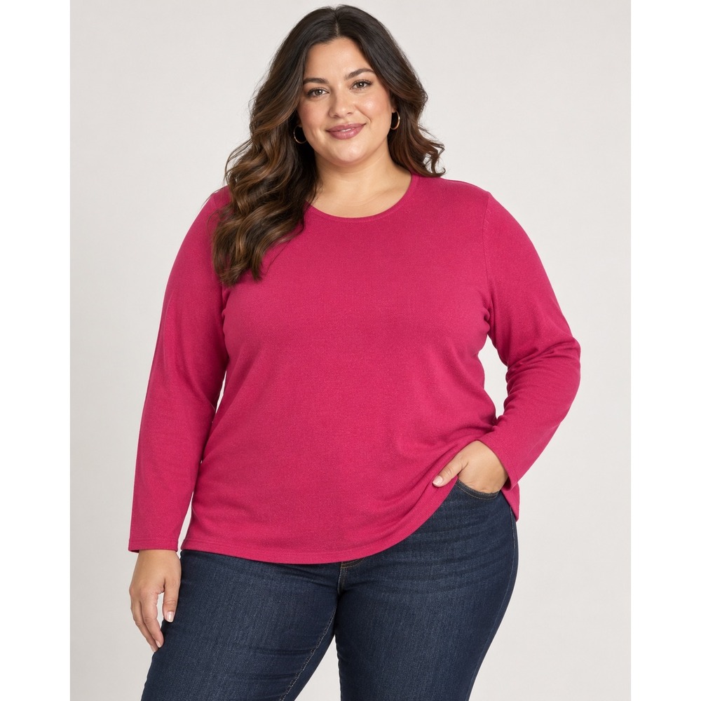 Marshall Fields 100% Cashmere Sweater Pink Crew Neck Plus Size 3X Long Sleeve